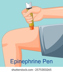 Illustration of epinephrine pen injection in leg