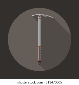 illustration (eps-10) of mountain equipment: 
ice axe for climbing and mountaineering (flat style)