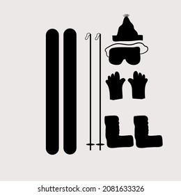 illustration of equipment for skiing