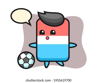 Illustration of eraser cartoon is playing soccer, cute style design for t shirt, sticker, logo element