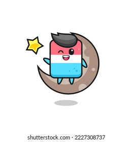 illustration of eraser cartoon sitting on the half moon , cute style design for t shirt, sticker, logo element