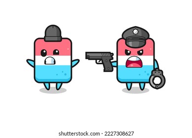 Illustration von Raserrobber mit von der Polizei gefangener Handauflage , niedliches Design für T-Shirt, Aufkleber, Logo-Element