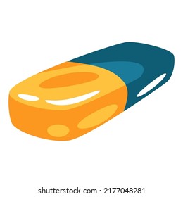 Illustration of eraser. School item. Education image for design.