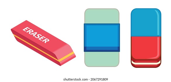 illustration of erasers, set of 3 erasers vector