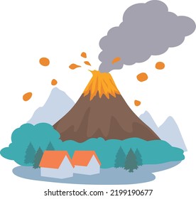 Illustration of an erupted volcano