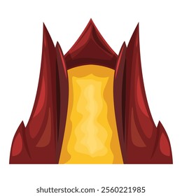 Illustration of an erupting volcano with molten lava flowing down its sides