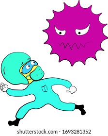 Illustration escape from virus Covid-19