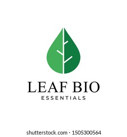 Illustration of essential oil droplets combined with modern leaf marks logo design