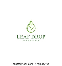 Illustration of essential oil droplets combined with modern leaf marks