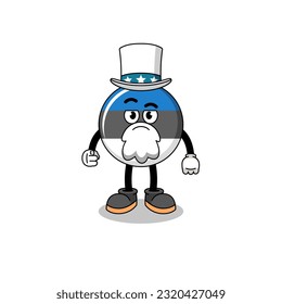 Illustration of estonia flag cartoon with i want you gesture , character design