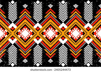Illustration of Ethnic abstract background. Seamless pattern in tribal, folk embroidery, Mexican style. Aztec geometric art ornament print.Design for 