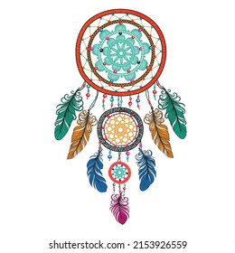 Illustration of ethnic feathers, bright colors tribe