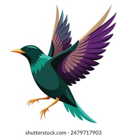 illustration of a European starling flying