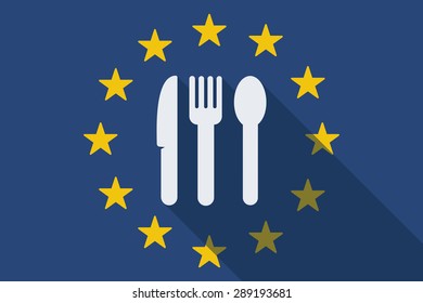 Illustration of an European Union long shadow flag with cutlery