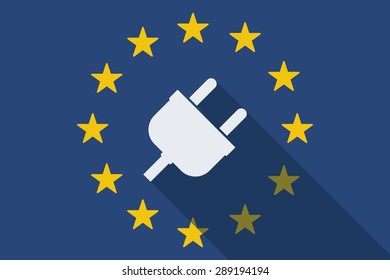 Illustration of an European Union long shadow flag with a plug