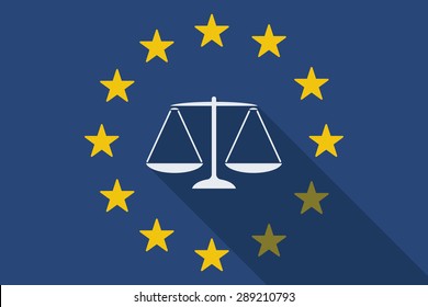 Illustration of an European Union long shadow flag with a weight scale