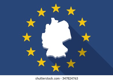 Illustration of an European Union  long shadow flag with  a map of Germany