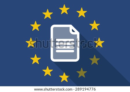 Illustration of an European Union  long shadow flag with a document
