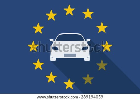 Illustration of an European Unionlong shadow flag with a car