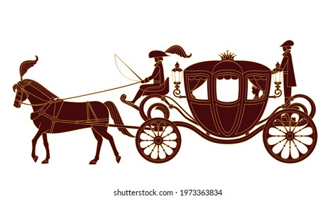 Illustration of a European-style carriage carrying a princess 