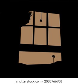 Illustration of the evening view in the window