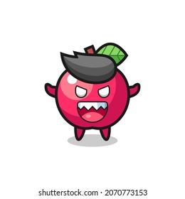 illustration of evil apple mascot character , cute style design for t shirt, sticker, logo element