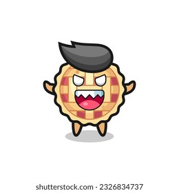 illustration of evil apple pie mascot character , cute style design for t shirt, sticker, logo element