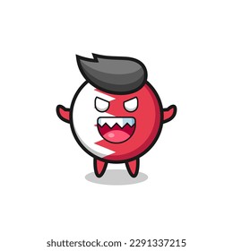illustration of evil bahrain flag badge mascot character , cute style design for t shirt, sticker, logo element