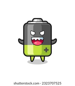 illustration of evil battery mascot character , cute style design for t shirt, sticker, logo element