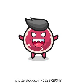 illustration of evil beef mascot character , cute style design for t shirt, sticker, logo element