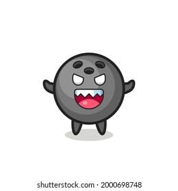 illustration of evil bowling ball mascot character , cute style design for t shirt, sticker, logo element