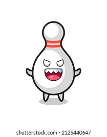 illustration of evil bowling pin mascot character , cute style design for t shirt, sticker, logo element