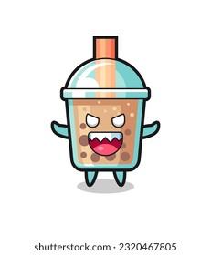 illustration of evil bubble tea mascot character , cute style design for t shirt, sticker, logo element