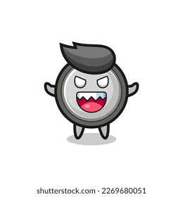 illustration of evil button cell mascot character , cute style design for t shirt, sticker, logo element