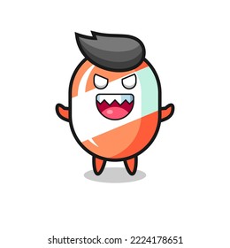 ilustración de caracter malvado de mascota de caramelos , diseño de estilo lindo para camiseta, pegatina, elemento logo