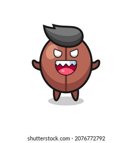 illustration of evil coffee bean mascot character , cute style design for t shirt, sticker, logo element