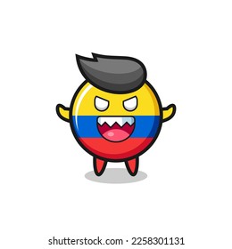 illustration of evil colombia flag badge mascot character , cute style design for t shirt, sticker, logo element