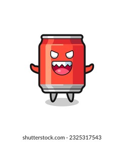 illustration of evil drink can mascot character , cute style design for t shirt, sticker, logo element
