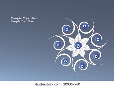 Illustration of Evil eye bead amulets on flower. It is a stone that is believed to protect the wearer against an evil eye mainly in the mediterranean countries such as Turkey and Greece.