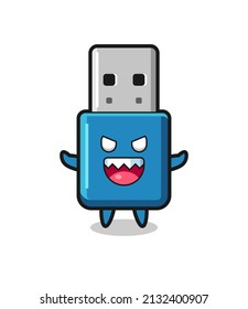 illustration of evil flash drive usb mascot character , cute style design for t shirt, sticker, logo element