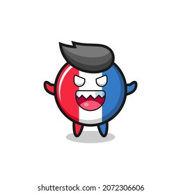 illustration of evil france flag badge mascot character , cute style design for t shirt, sticker, logo element