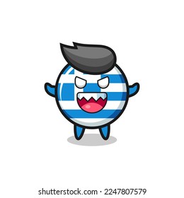 illustration of evil greece flag mascot character , cute style design for t shirt, sticker, logo element