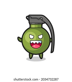 illustration of evil grenade mascot character , cute style design for t shirt, sticker, logo element