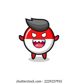 illustration of evil indonesia flag badge mascot character , cute style design for t shirt, sticker, logo element