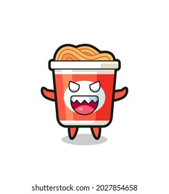 illustration of evil instant noodle mascot character , cute style design for t shirt, sticker, logo element