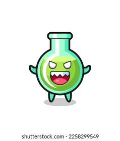 illustration of evil lab beakers mascot character , cute style design for t shirt, sticker, logo element