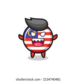 illustration of evil malaysia flag badge mascot character , cute style design for t shirt, sticker, logo element