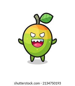 illustration of evil mango mascot character , cute style design for t shirt, sticker, logo element