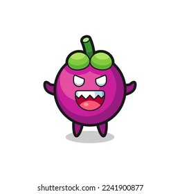 illustration of evil mangosteen mascot character , cute style design for t shirt, sticker, logo element