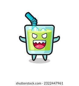 illustration of evil melon juice mascot character , cute style design for t shirt, sticker, logo element